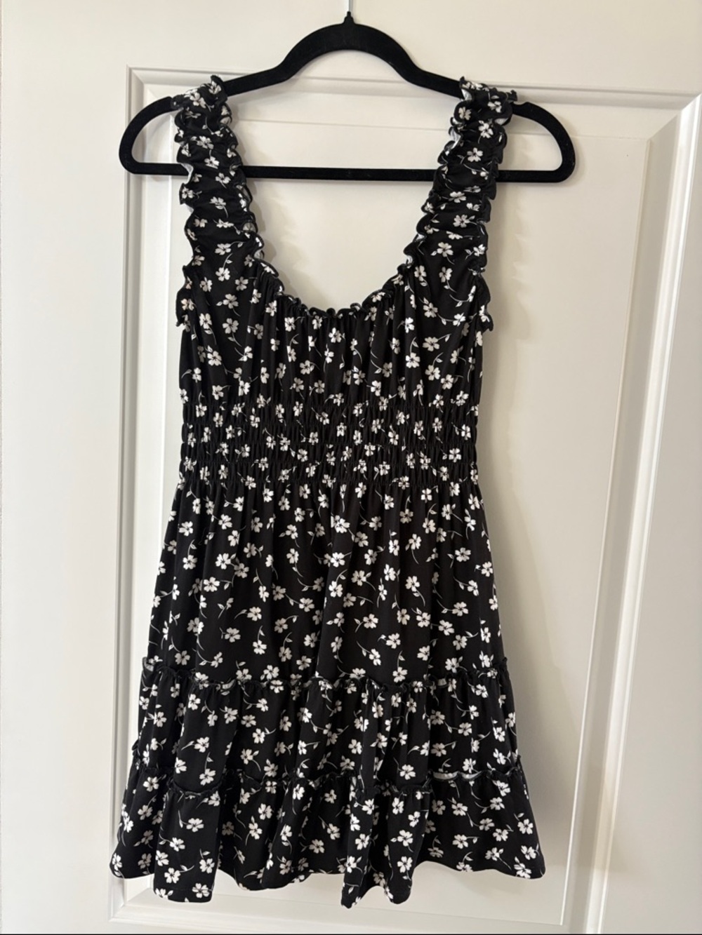 Urban Outfitters Black Floral Ruffle Mini Dress